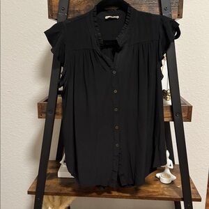 Love Stitch Black  Button Down Blouse